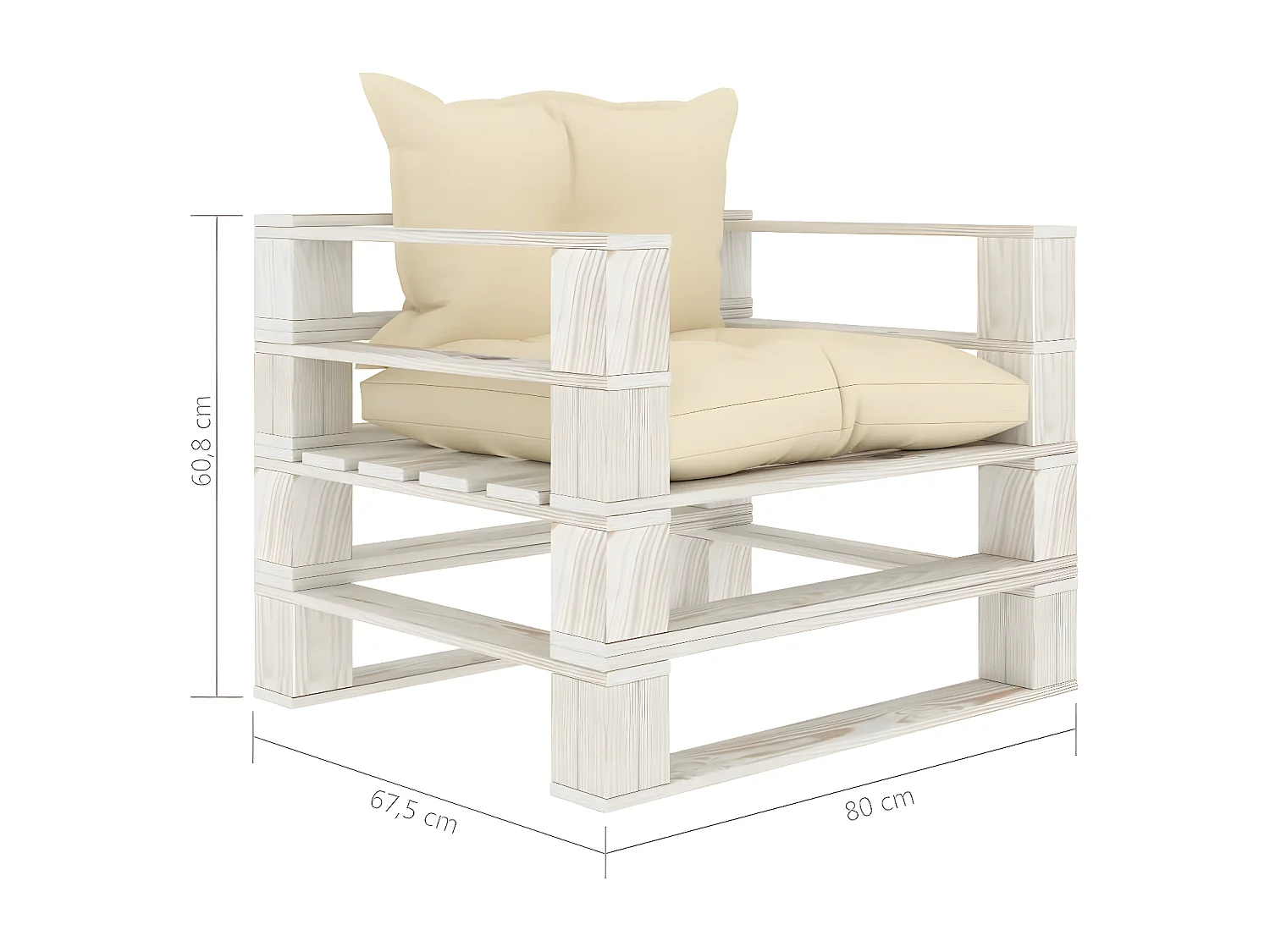 Canapé palette de jardin avec coussins crème Bois