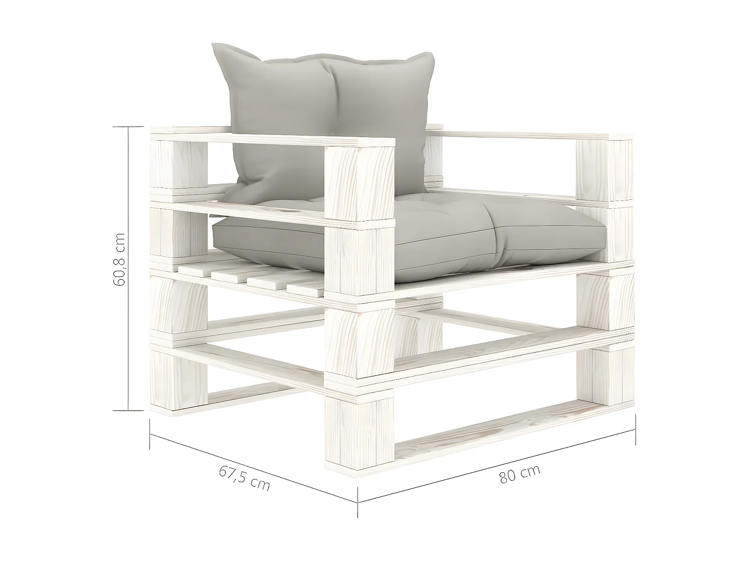 Sofá de paletes de jardim com almofadas cinza Madeira