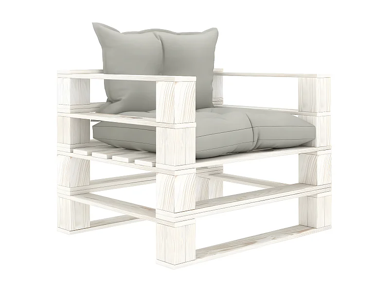 Canapé palette de jardin avec coussins taupe Bois