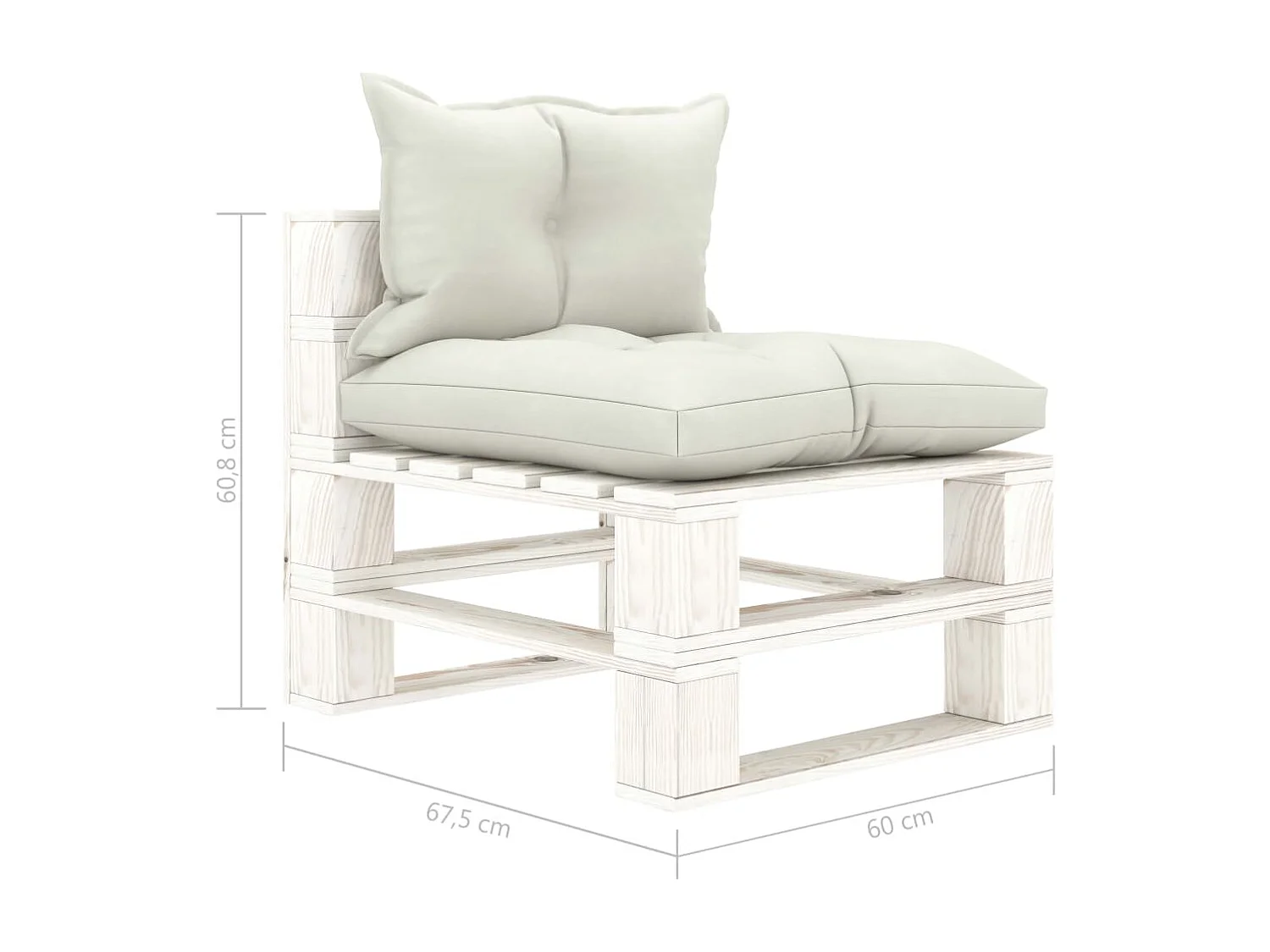 Canapé palette de milieu de jardin avec coussins beige Bois