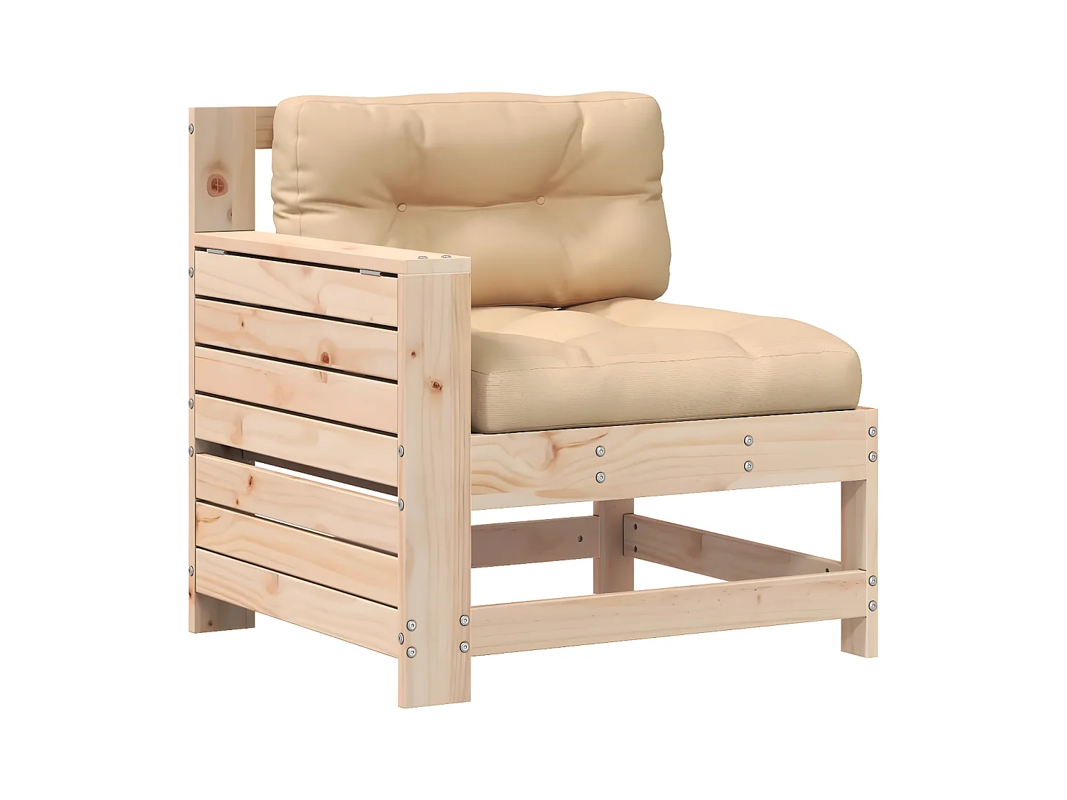 Canapé de jardin accoudoir avec coussin bois massif de pin