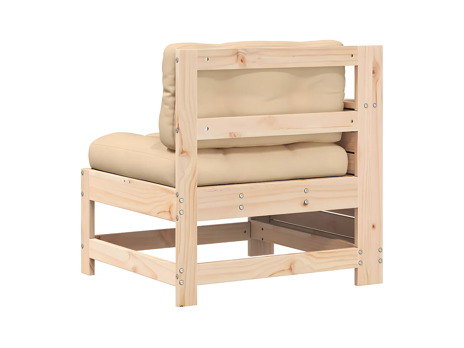 Sofá de jardín con reposabrazos y cojín de madera maciza de pino