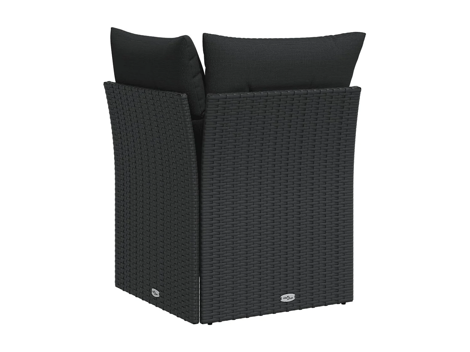 Divano ad angolo da giardino con cuscini in resina intrecciata nera