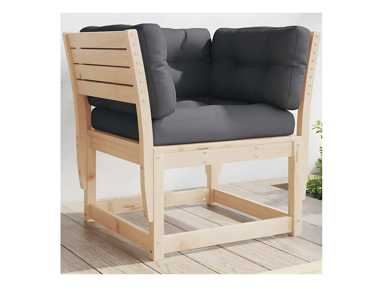 Canapé de jardin accoudoirs avec coussins bois massif de pin
