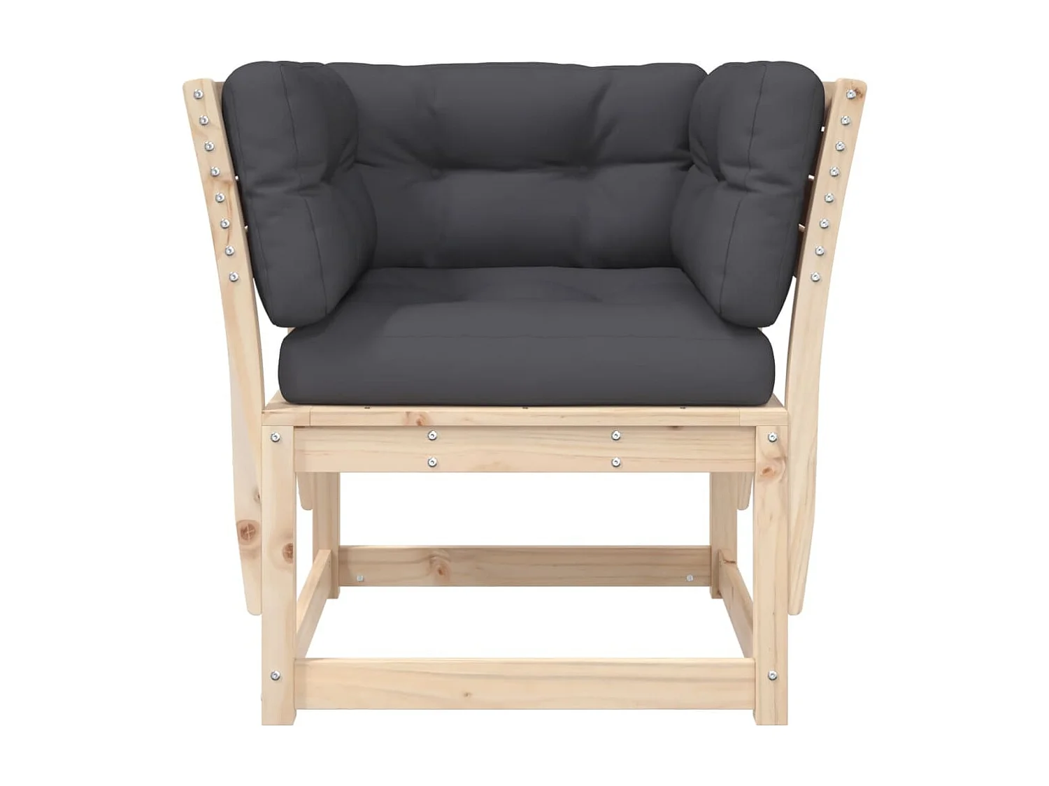 Tuinbank met armleuning en kussens van massief grenenhout