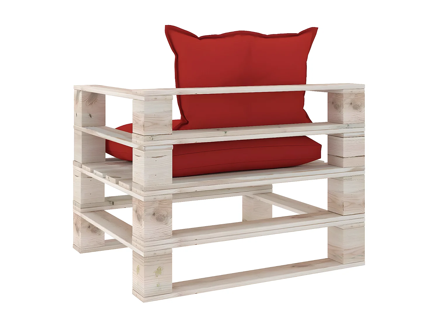 Canapé palette de jardin avec coussins rouge Bois de pin