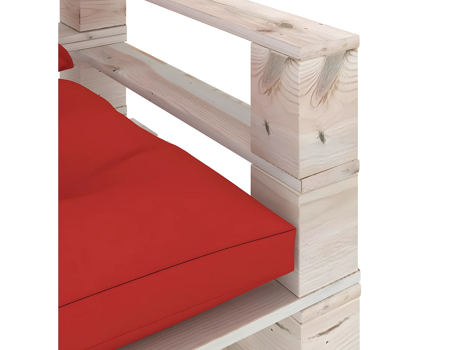 Canapé palette de jardin avec coussins rouge Bois de pin