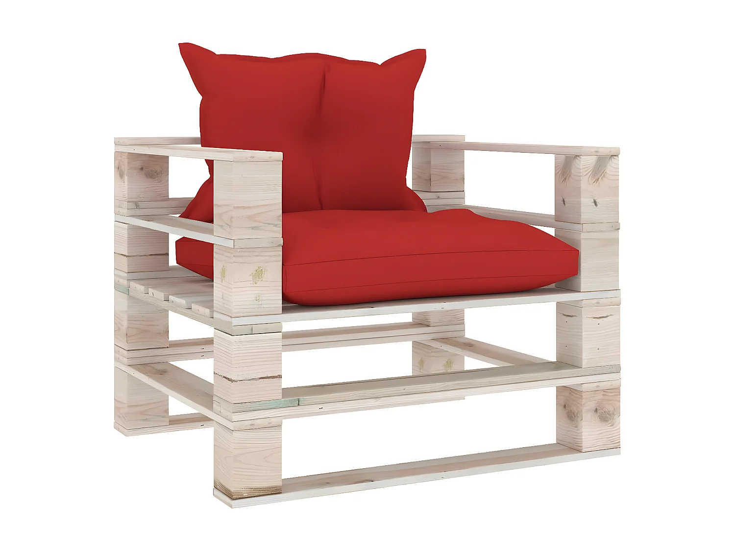 Canapé palette de jardin avec coussins rouge Bois de pin