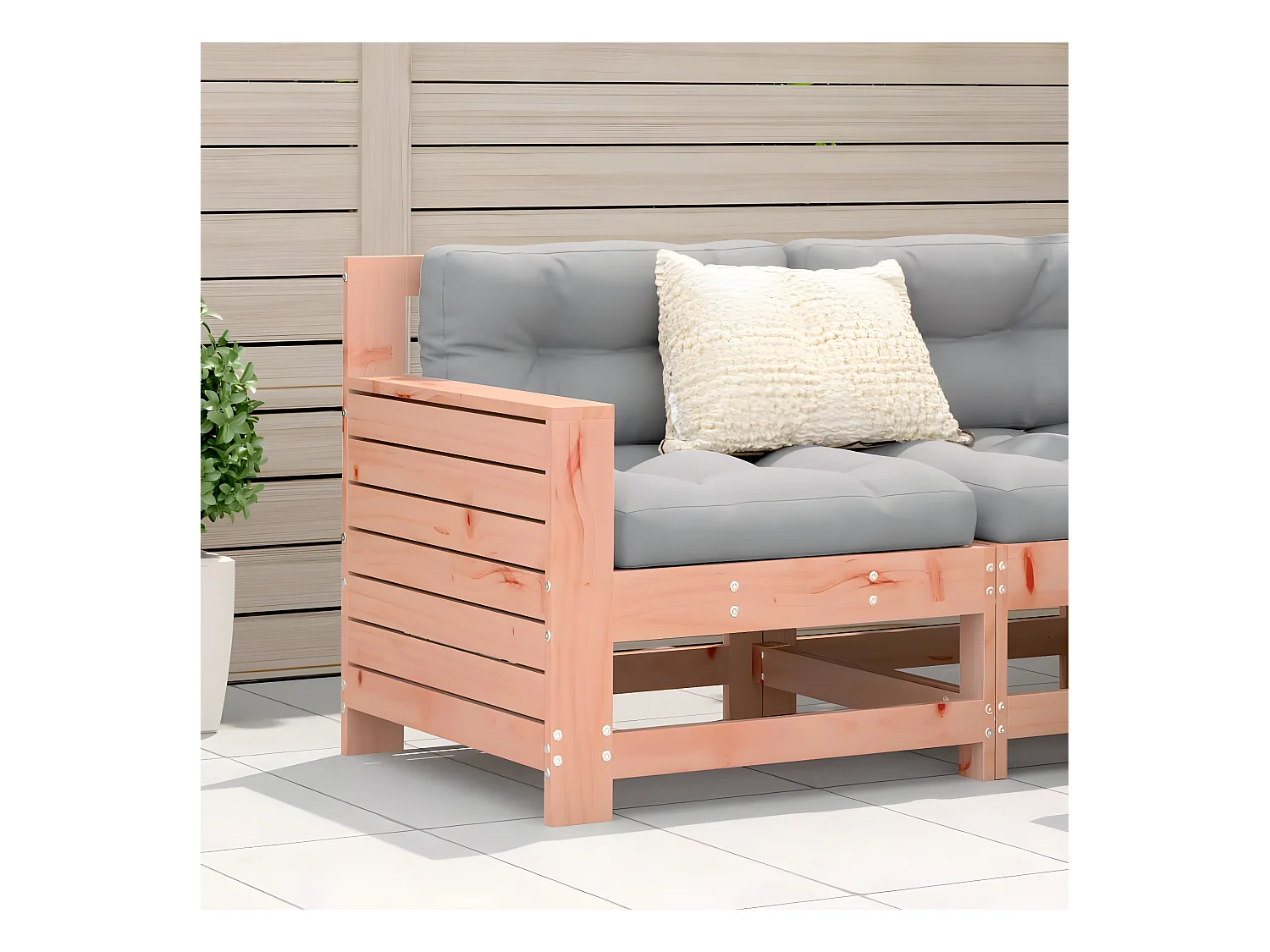 Canapé de jardin accoudoir avec coussin bois massif douglas