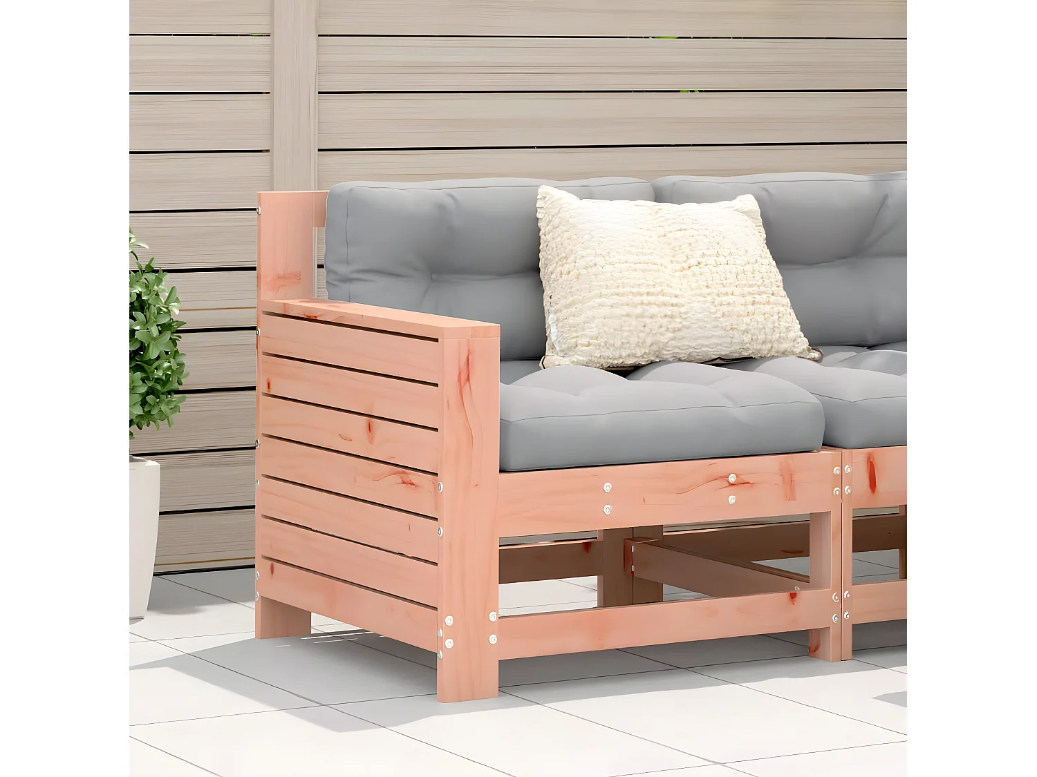 Canapé de jardin accoudoir avec coussin bois massif douglas