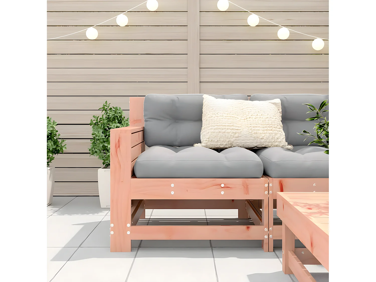 Canapé de jardin accoudoir avec coussin bois massif douglas