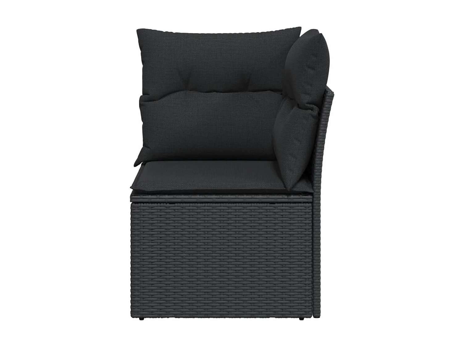 Canapé d'angle de jardin avec coussins noir résine tressée