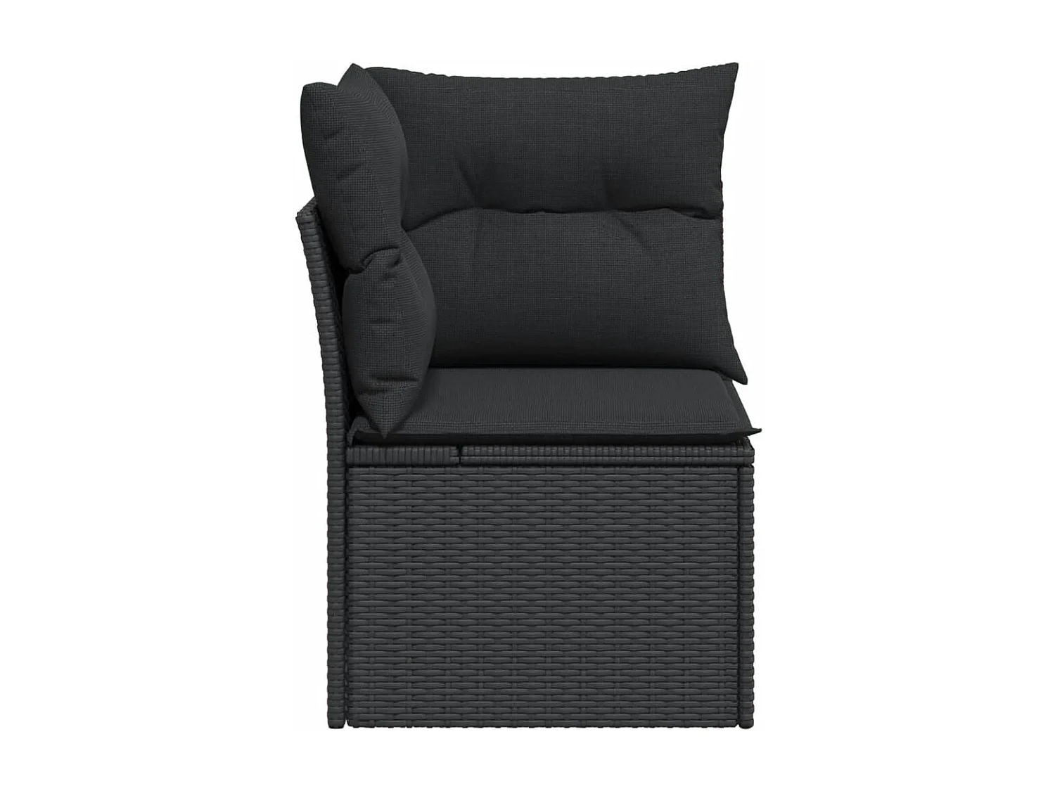 Canapé d'angle de jardin avec coussins noir résine tressée