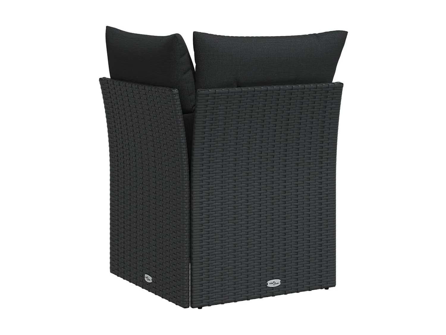 Canapé d'angle de jardin avec coussins noir résine tressée