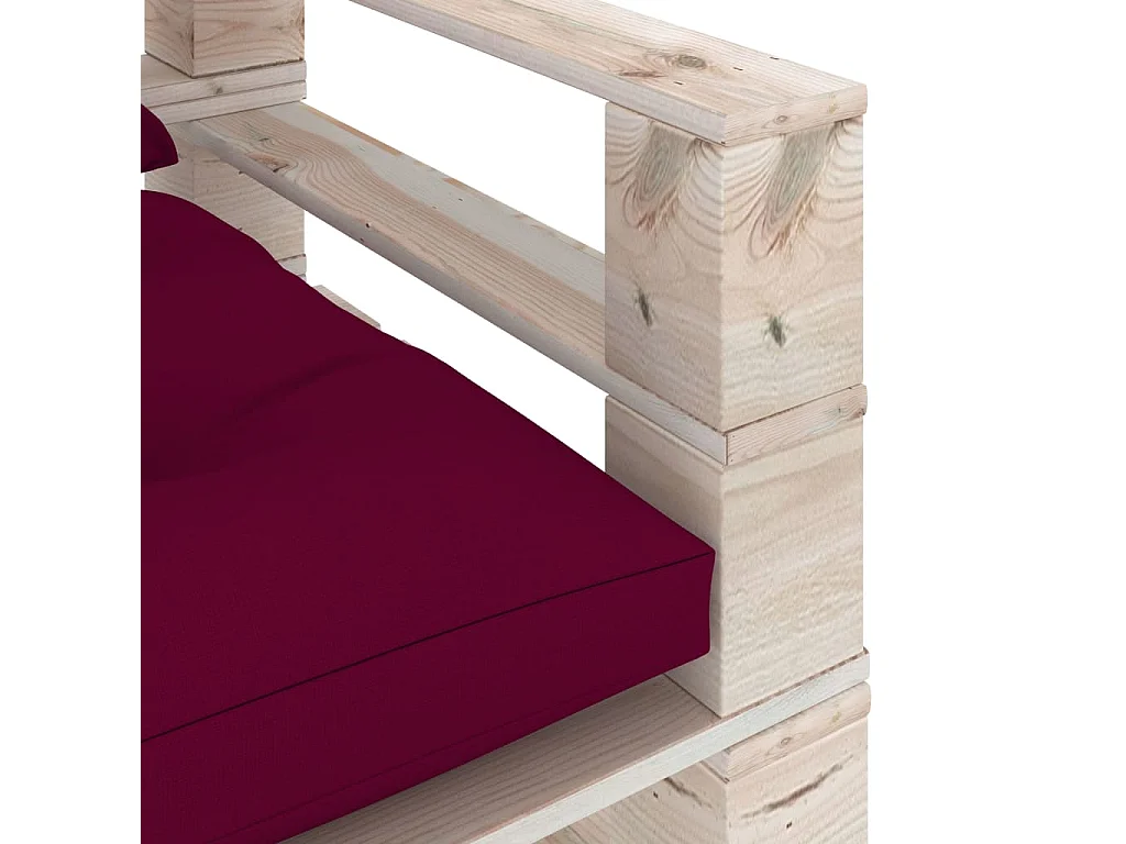 Canapé palette de jardin et coussins rouge bordeaux Bois de pin
