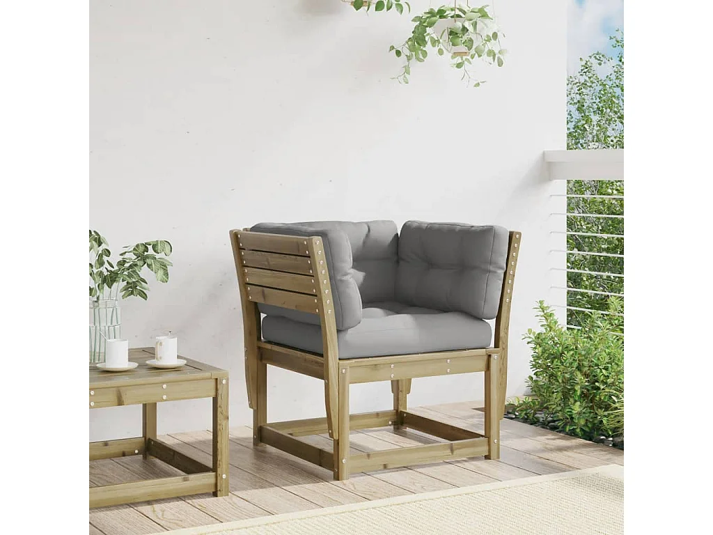 Gartensofa mit Armlehnen und Kissen aus imprägniertem Kiefernholz