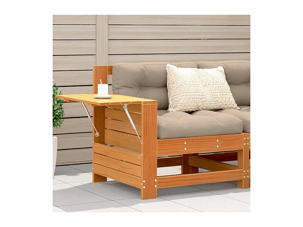 Armlehnen-Gartensofa mit Beistelltisch aus massivem Kiefernholz