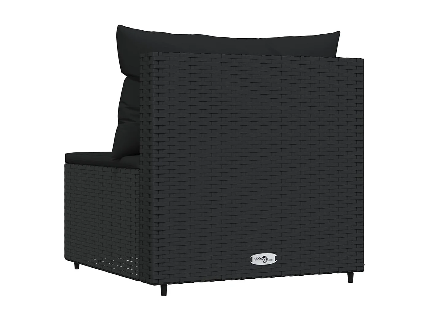 Canapé central de jardin avec coussins noir résine tressée