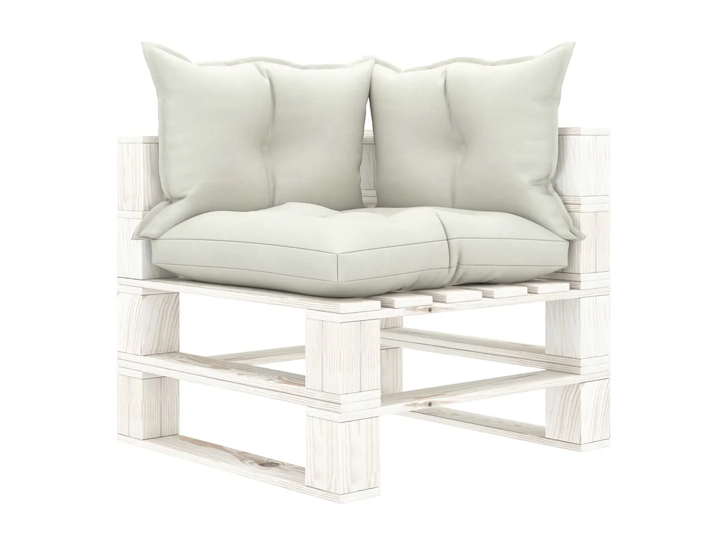 Tuinpallet hoekbank met beige kussens Hout