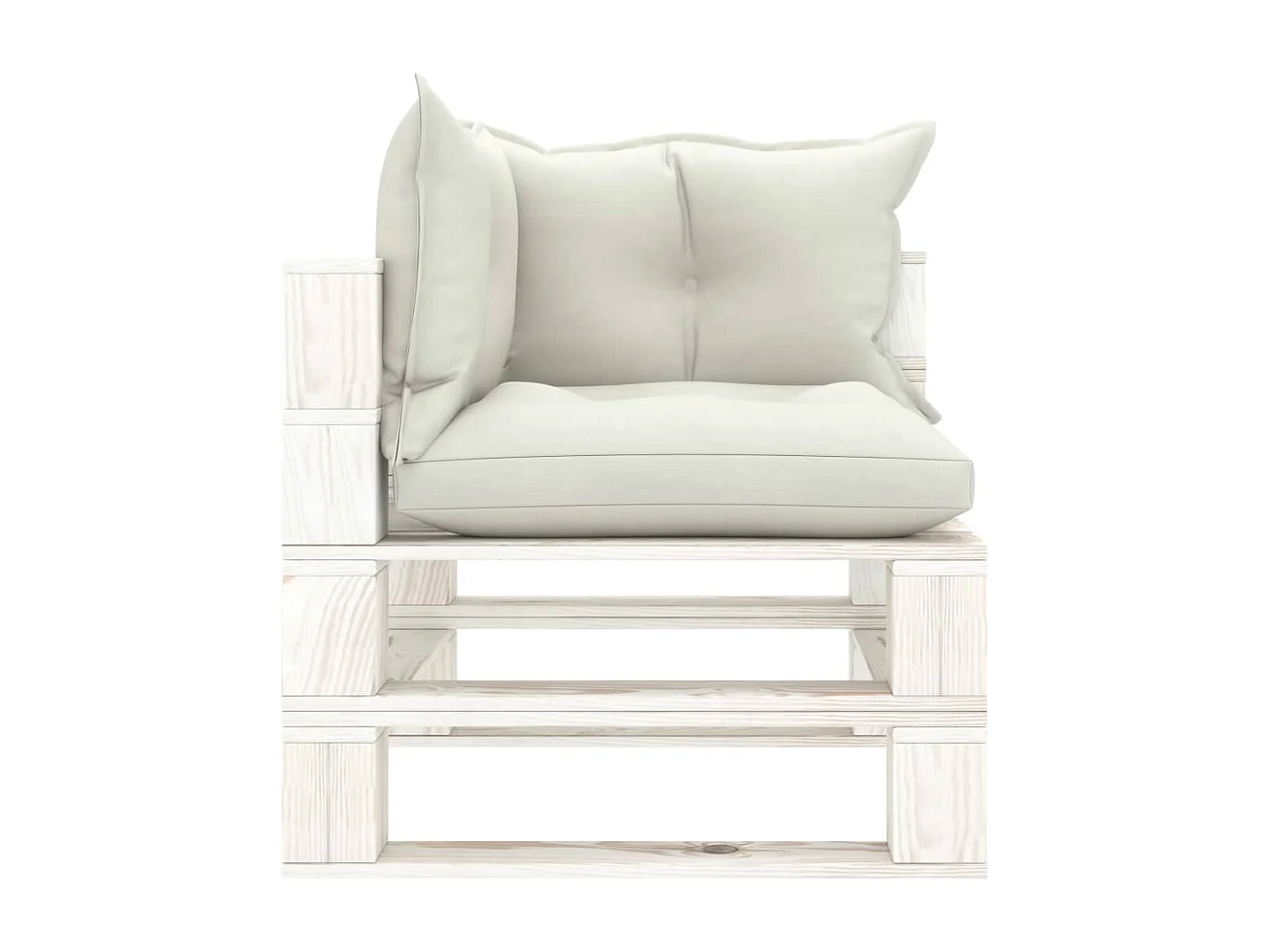 Tuinpallet hoekbank met beige kussens Hout