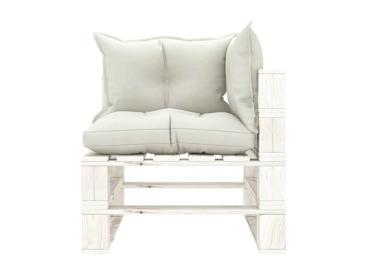 Tuinpallet hoekbank met beige kussens Hout