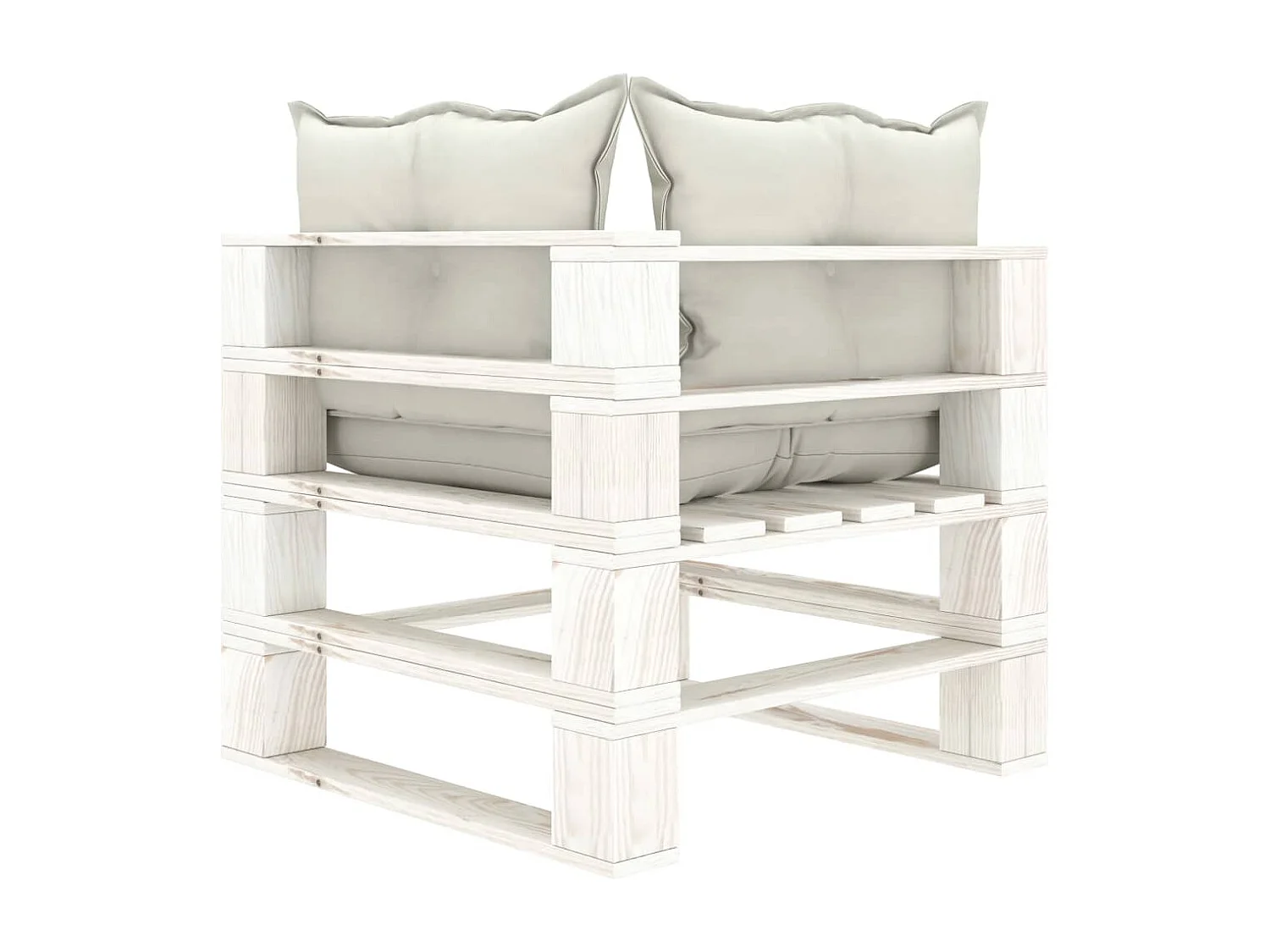 Tuinpallet hoekbank met beige kussens Hout