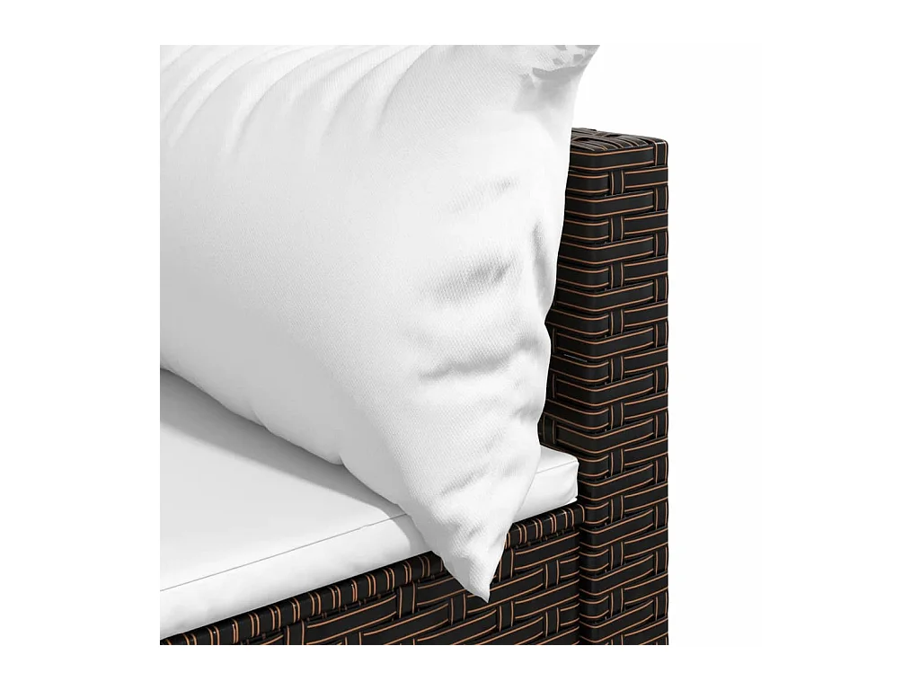 Divano ad angolo da giardino con cuscini in resina intrecciata marrone