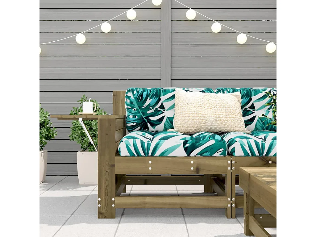 Armlehnen-Gartensofa mit Beistelltisch aus imprägniertem Kiefernholz