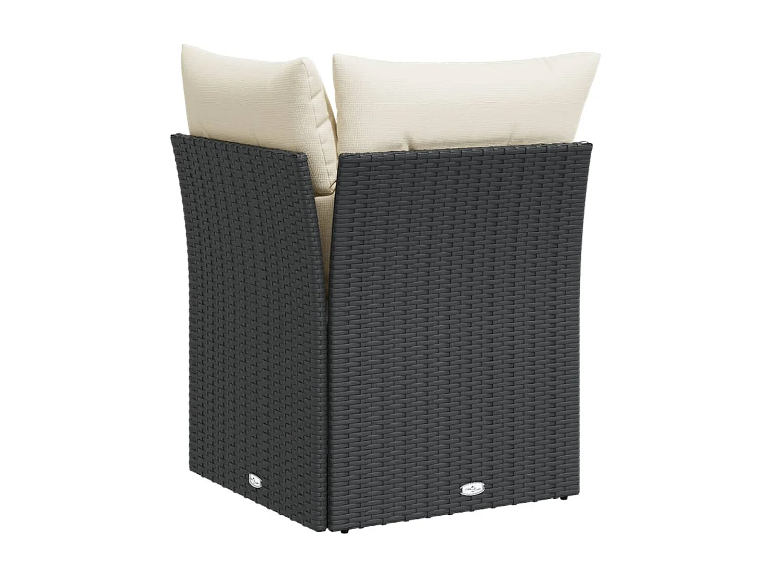 Sofá esquinero de jardín con cojines de resina tejida en negro