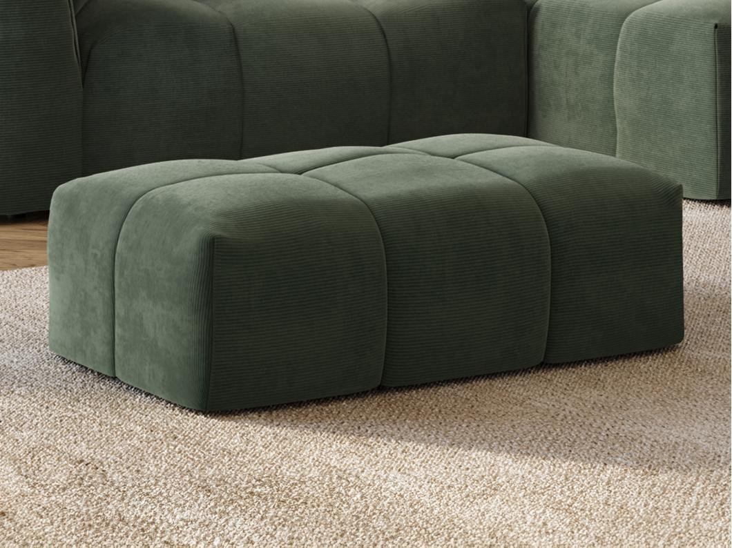 Pouf en velours côtelé vert NAEMIA de Maison Céphy