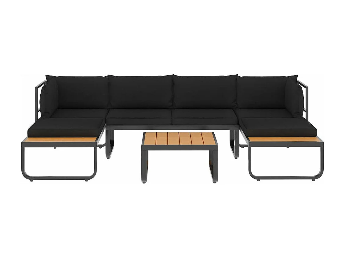 Sofá de jardim de 4 lugares com almofadas Alumínio WPC