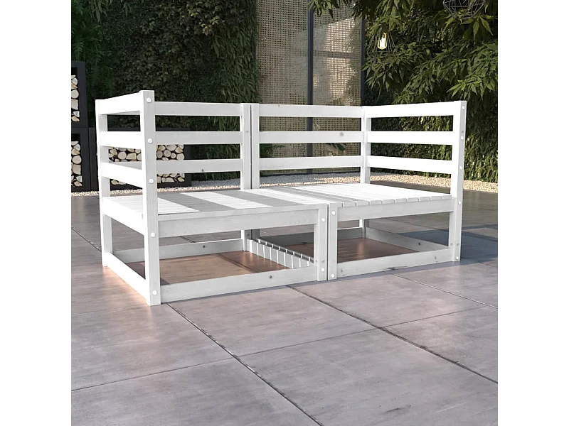 Sofá de jardim de 2 lugares Branco Madeira maciça de pinho