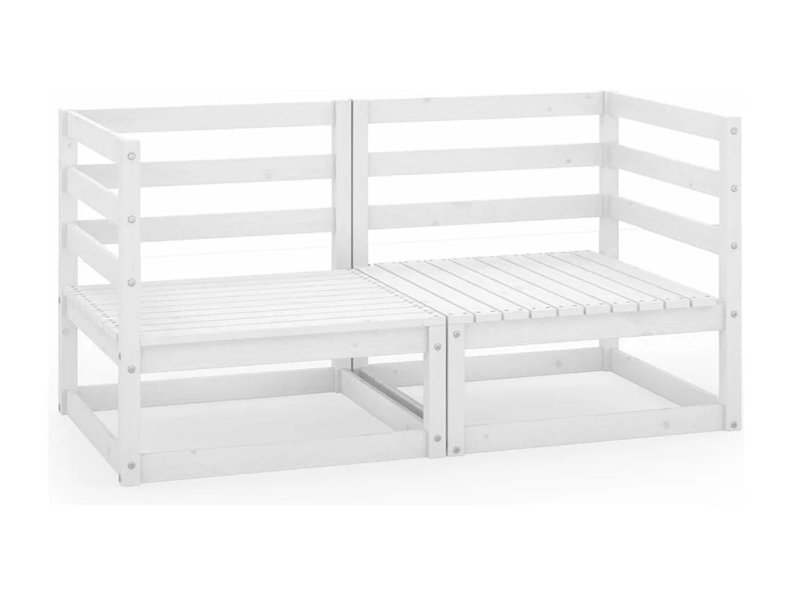 Sofá de jardín de 2 plazas Blanco Madera maciza de pino