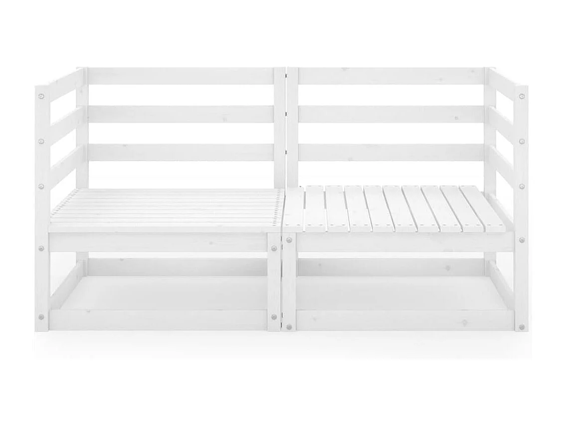 Sofá de jardim de 2 lugares Branco Madeira maciça de pinho