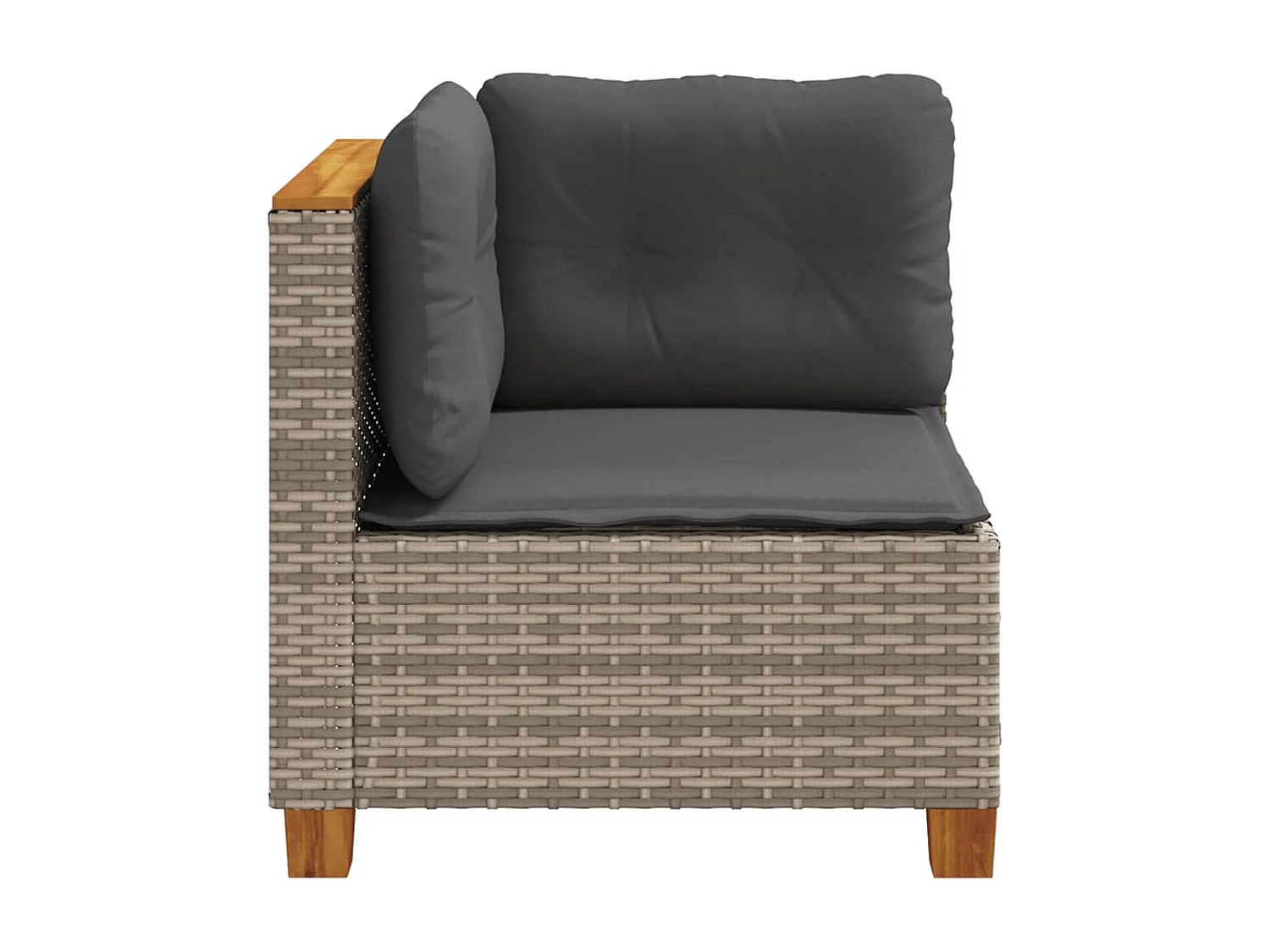 Tuinhoekbank met grijs geweven harskussens