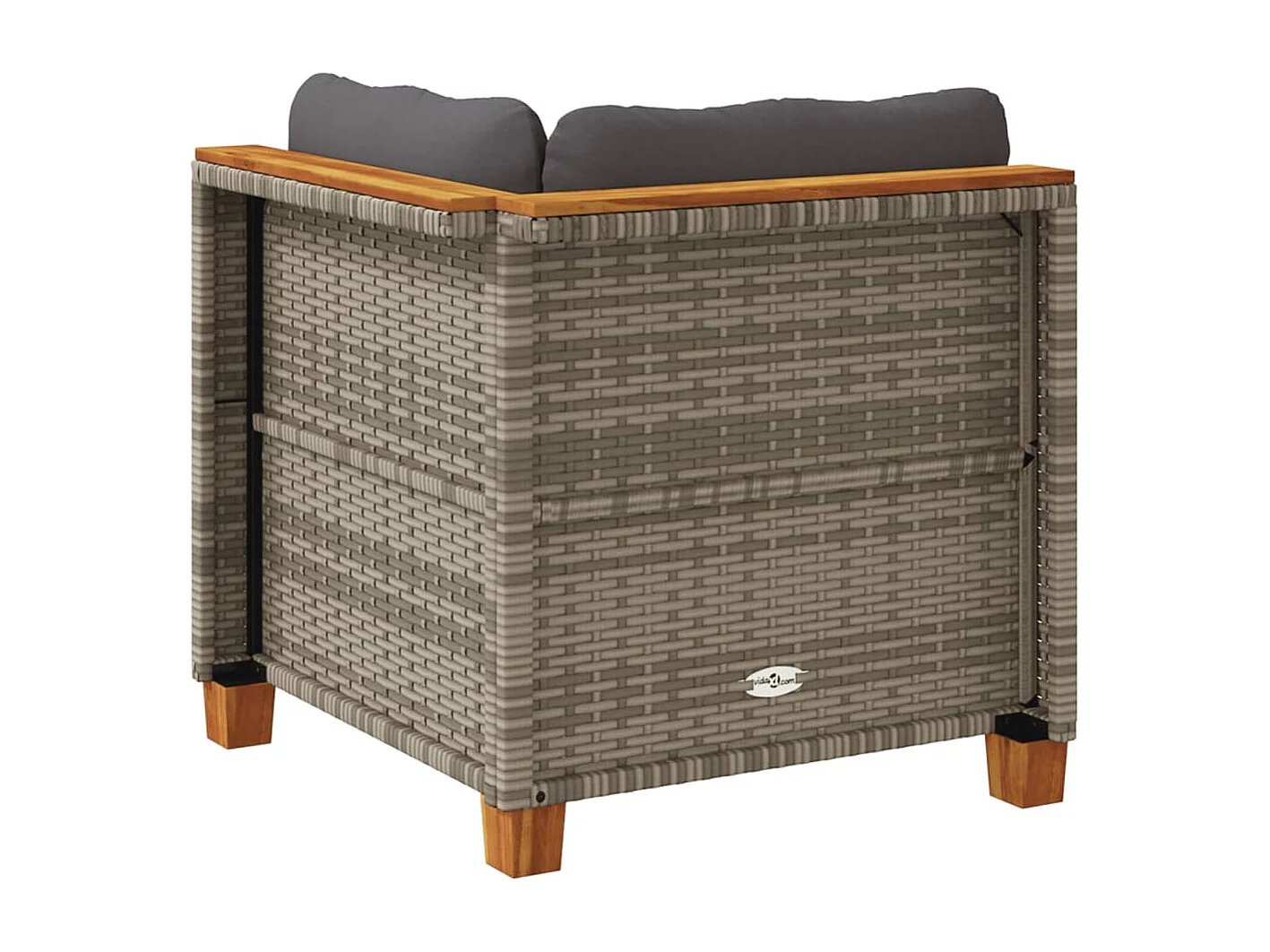 Tuinhoekbank met grijs geweven harskussens