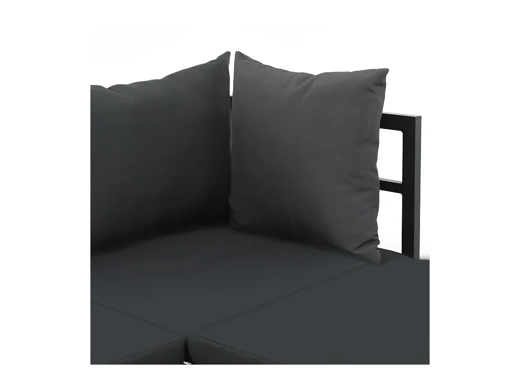 Canapé d'angle de jardin à 2 places avec coussins Aluminium WPC