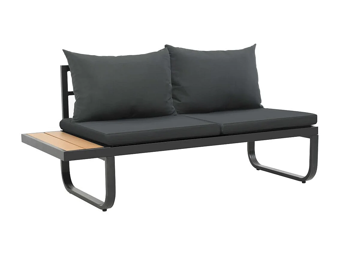 Canapé d'angle de jardin à 2 places avec coussins Aluminium WPC