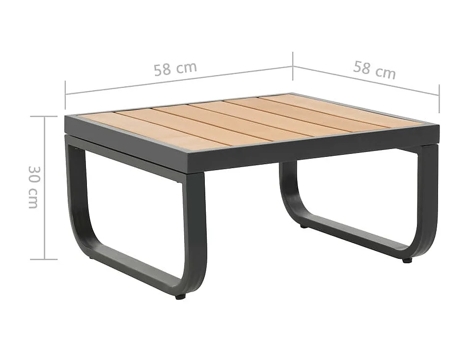 Canapé d'angle de jardin à 2 places avec coussins Aluminium WPC