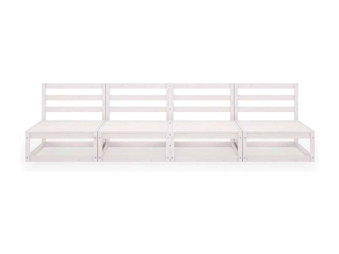 Sofá de jardín 4 plazas Blanco Madera maciza de pino