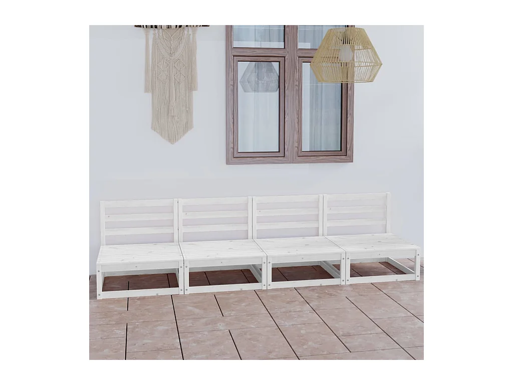 Divano da giardino a 4 posti Bianco Legno di pino massiccio