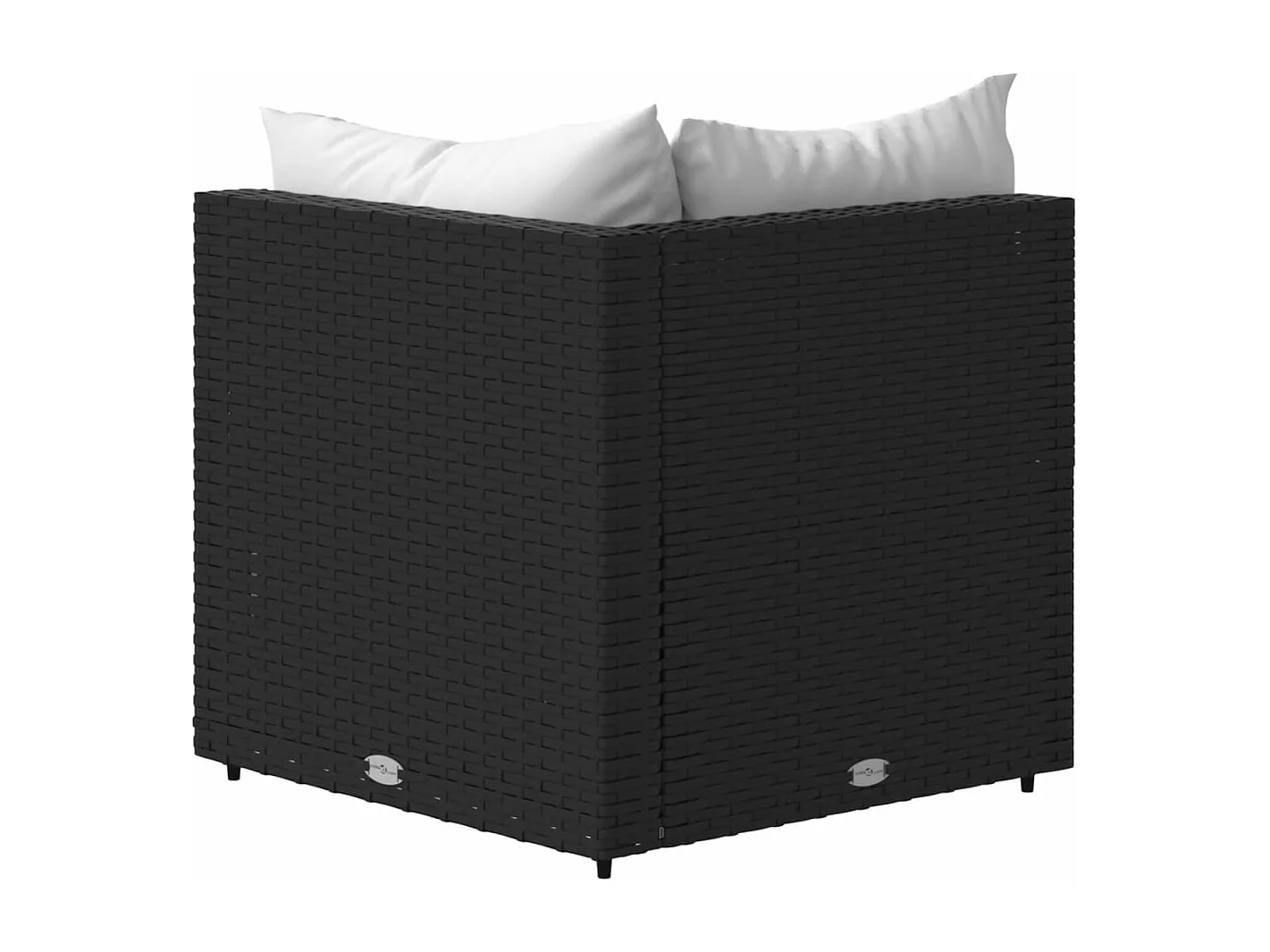 Canapé d'angle de jardin avec coussins Noir Résine tressée