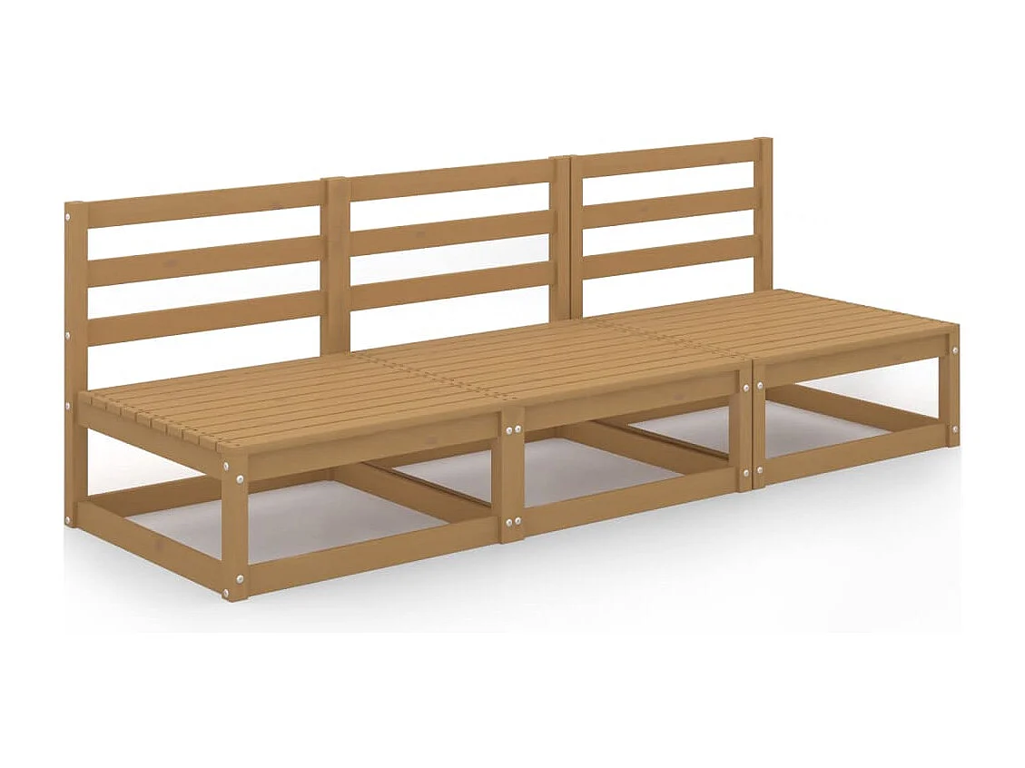 Canapé à 3 places de jardin Marron miel Bois de pin solide