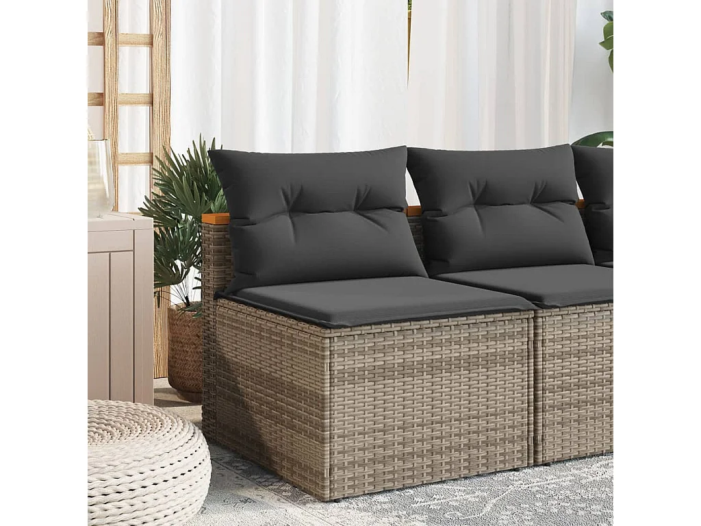 Gartensofas ohne Armlehnen mit Kissen 2 Stück grau