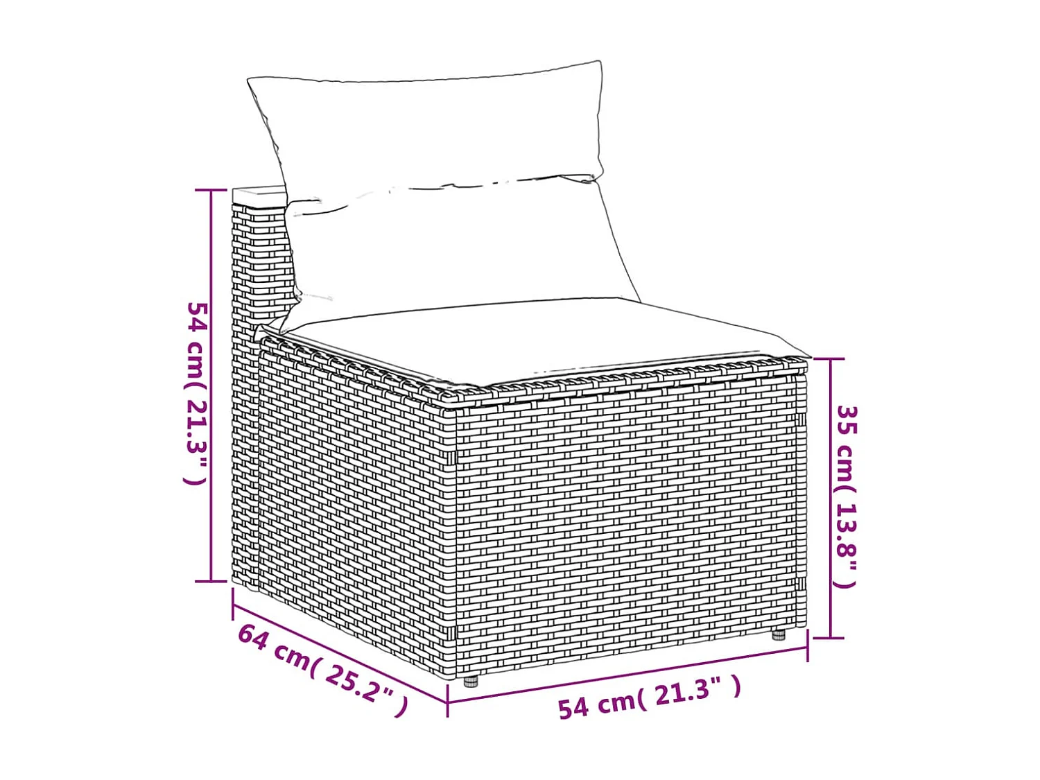Gartensofas ohne Armlehnen mit Kissen 2 Stück grau