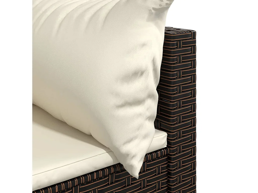 Sofás y cojines rinconeros de jardín 2 piezas mimbre de resina marrón