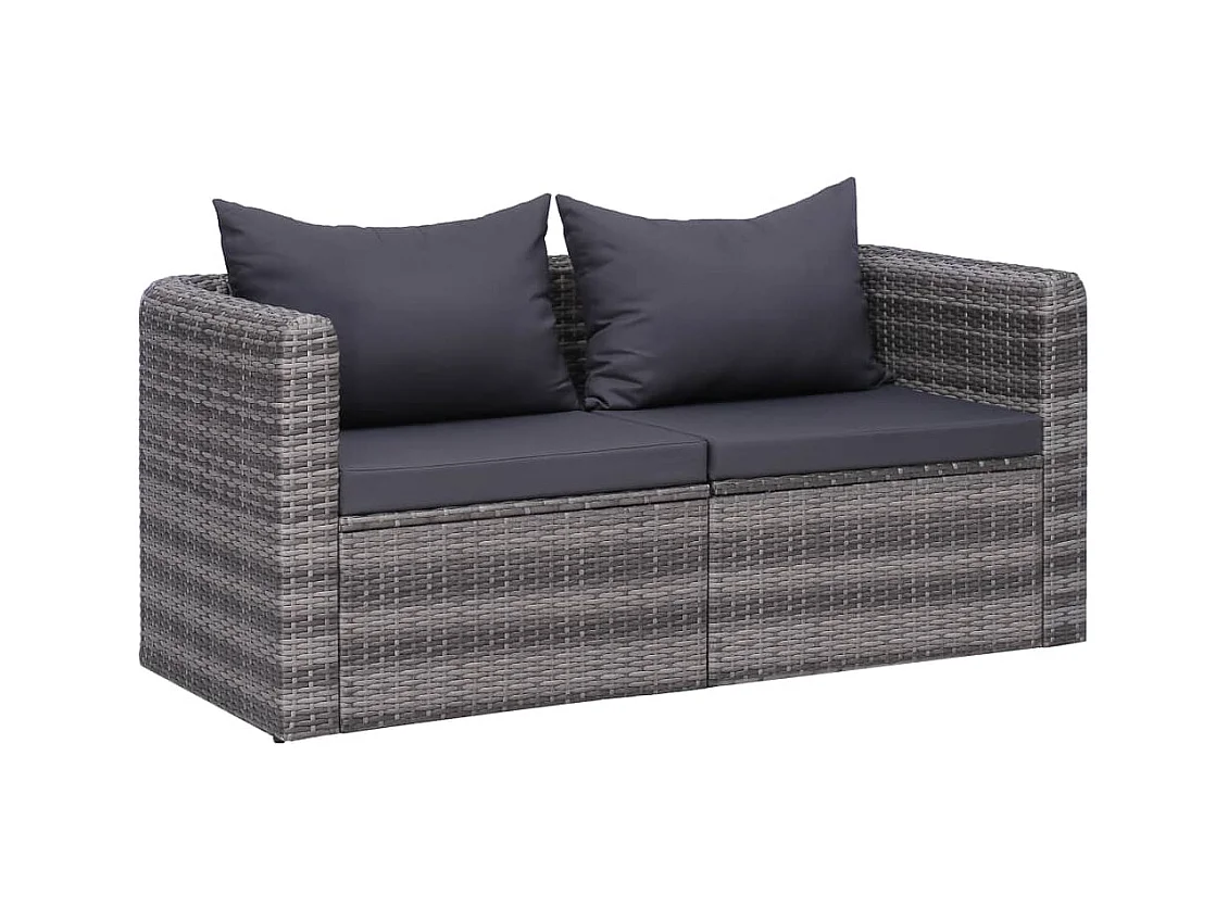 Canapés d'angle de jardin 2 pcs Gris Résine tressée