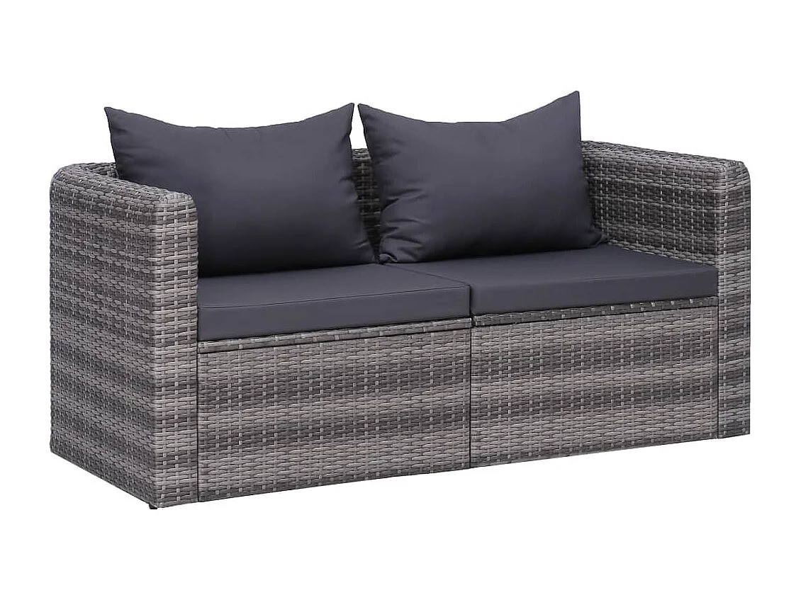 Canapés d'angle de jardin 2 pcs Gris Résine tressée