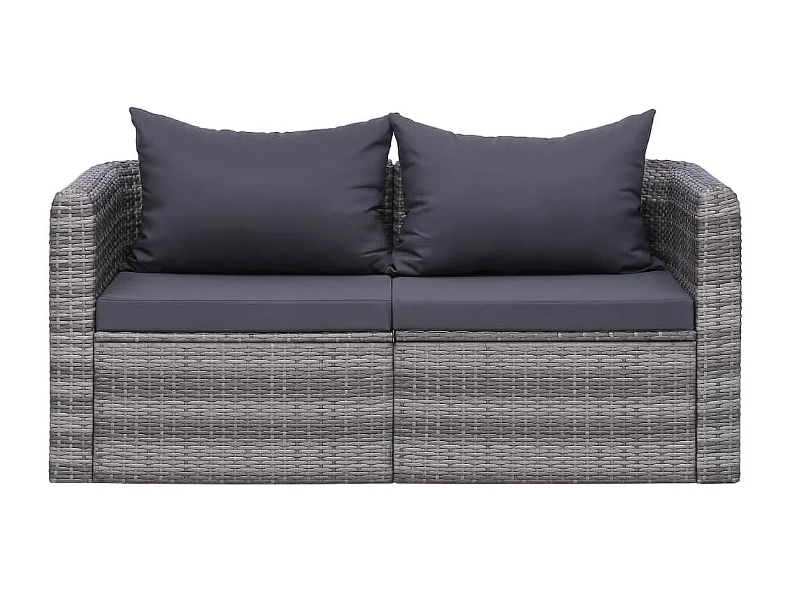 Canapés d'angle de jardin 2 pcs Gris Résine tressée