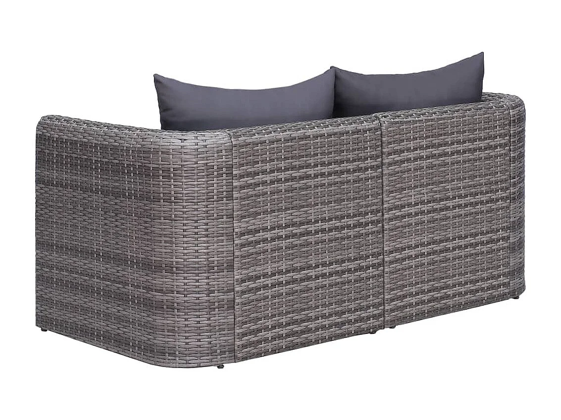 Canapés d'angle de jardin 2 pcs Gris Résine tressée